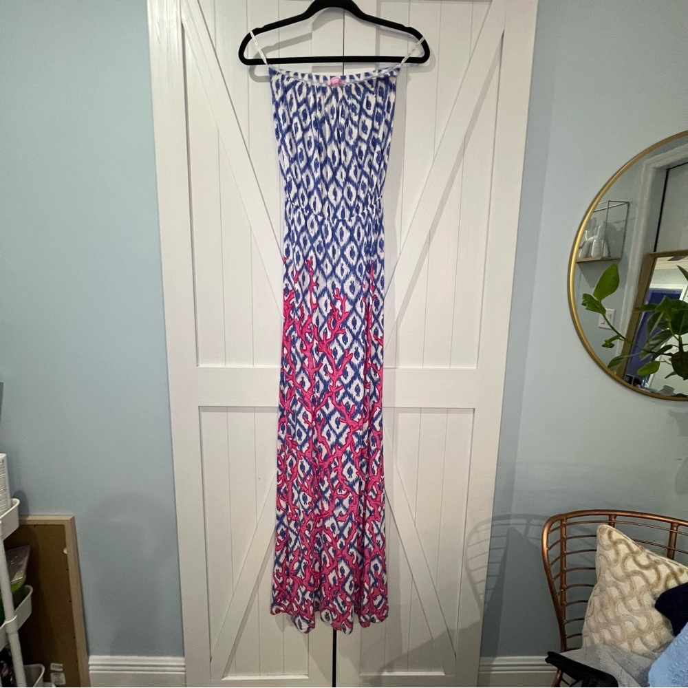 Lilly Pulitzer Marlisa Maxi Dress Iris Blue Deep Dive Little Fish Resort XS - Picture 5 of 6